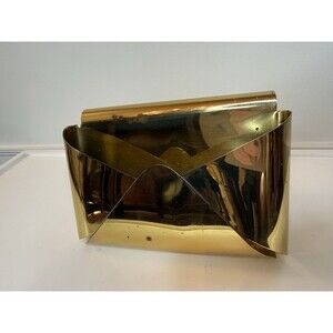 Vintage Italian Brass Envelope Letter Holder w Patina MCM Desk Organizer Rare